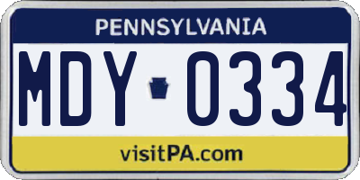 PA license plate MDY0334