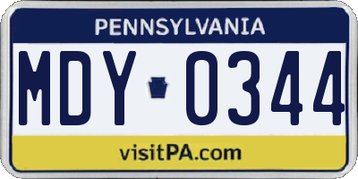PA license plate MDY0344