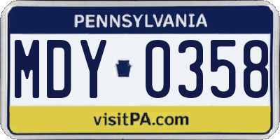 PA license plate MDY0358