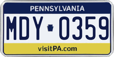 PA license plate MDY0359