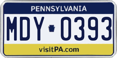 PA license plate MDY0393
