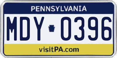 PA license plate MDY0396
