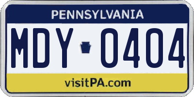 PA license plate MDY0404