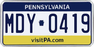 PA license plate MDY0419