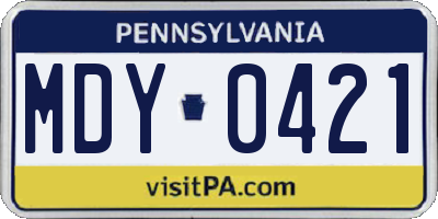 PA license plate MDY0421