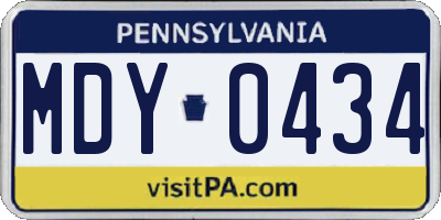 PA license plate MDY0434