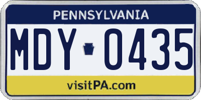 PA license plate MDY0435