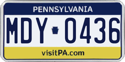PA license plate MDY0436
