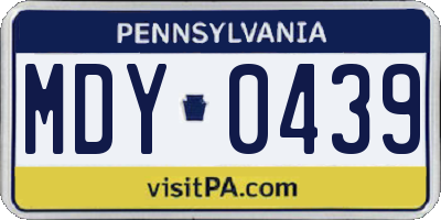 PA license plate MDY0439