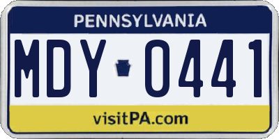 PA license plate MDY0441