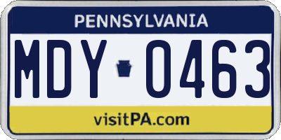 PA license plate MDY0463
