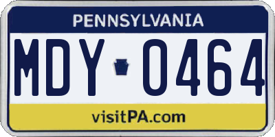 PA license plate MDY0464