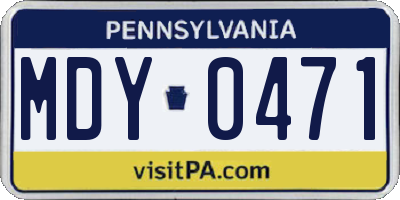 PA license plate MDY0471