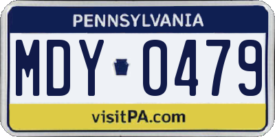PA license plate MDY0479