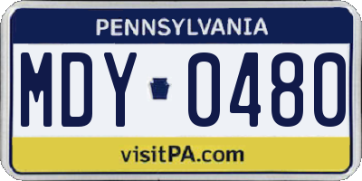 PA license plate MDY0480
