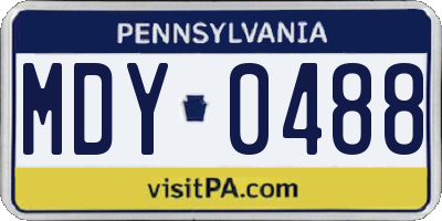 PA license plate MDY0488
