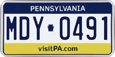 PA license plate MDY0491