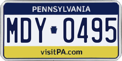 PA license plate MDY0495