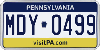 PA license plate MDY0499