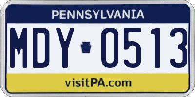 PA license plate MDY0513