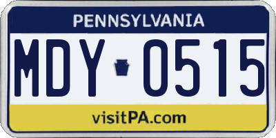 PA license plate MDY0515