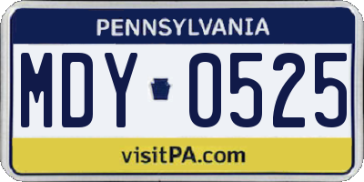 PA license plate MDY0525
