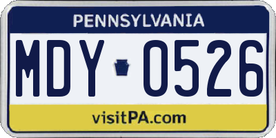 PA license plate MDY0526
