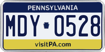 PA license plate MDY0528