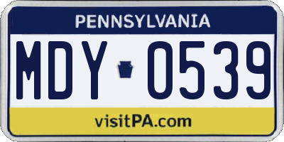 PA license plate MDY0539