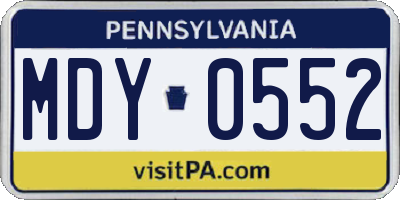 PA license plate MDY0552