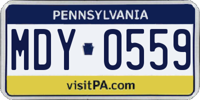PA license plate MDY0559
