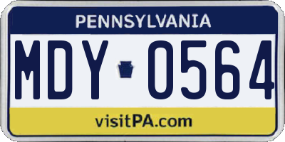 PA license plate MDY0564
