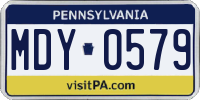 PA license plate MDY0579