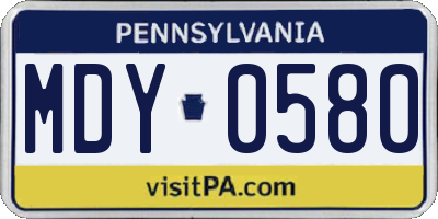 PA license plate MDY0580