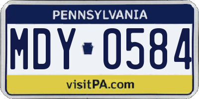 PA license plate MDY0584