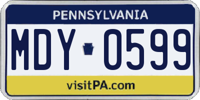 PA license plate MDY0599