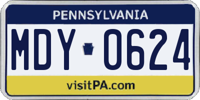 PA license plate MDY0624