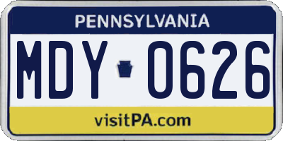 PA license plate MDY0626