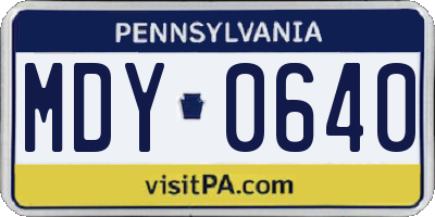 PA license plate MDY0640