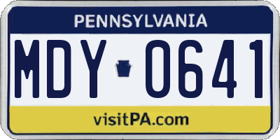 PA license plate MDY0641