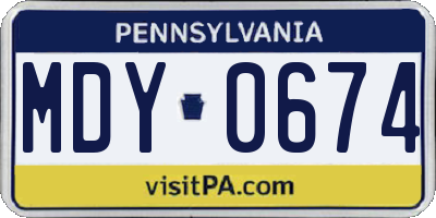 PA license plate MDY0674