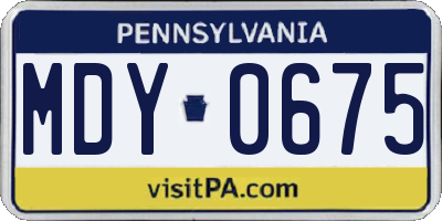 PA license plate MDY0675