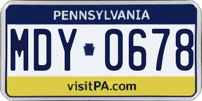 PA license plate MDY0678