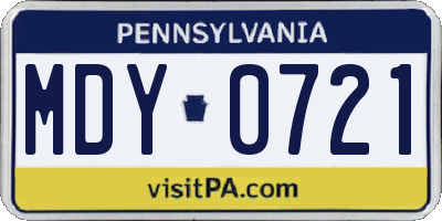PA license plate MDY0721