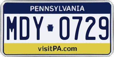 PA license plate MDY0729