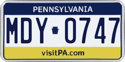 PA license plate MDY0747