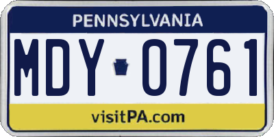 PA license plate MDY0761