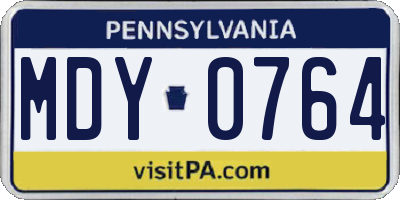 PA license plate MDY0764