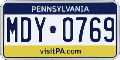 PA license plate MDY0769
