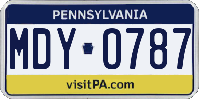 PA license plate MDY0787